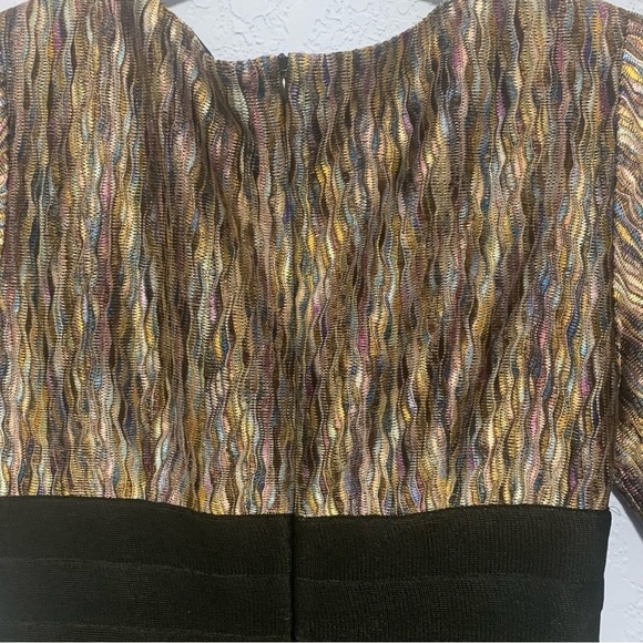 Kay Unger V-Neck Multi Color Short Sleeve Dress - Picture 6 of 8